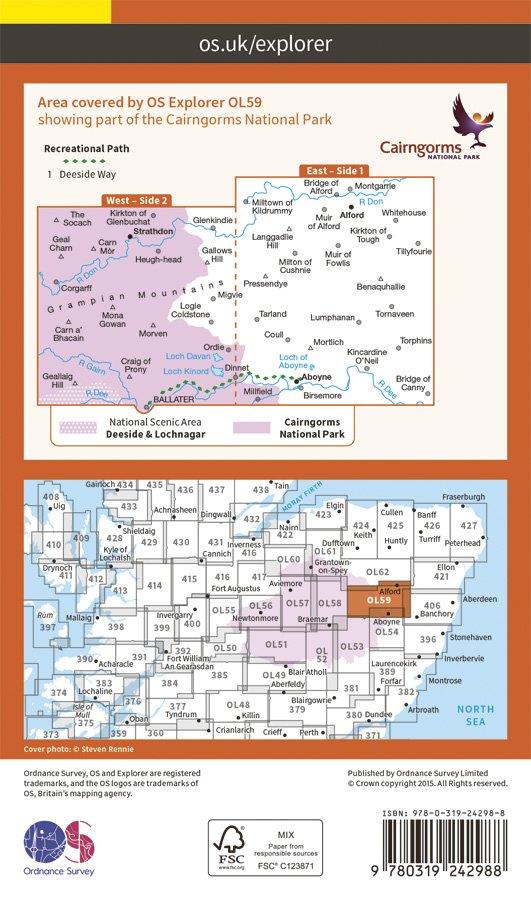 Explorer OL59 Aboyne, Alford & Strathdon Map