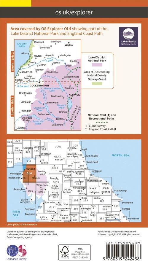 Explorer OL4 The Lake District North Western Area Map