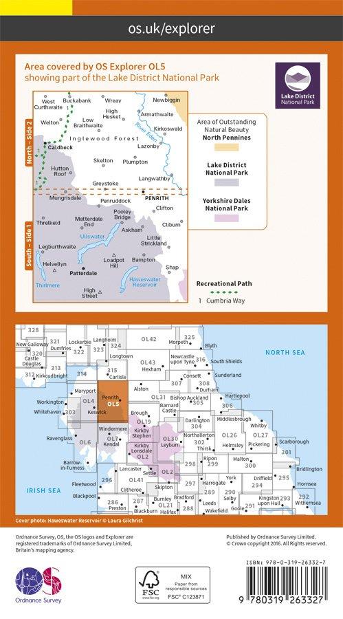 Explorer OL5 The Lake District North Eastern Area Map