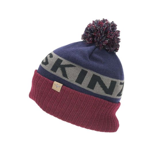 Foulden Water Repellent Bobble Hat - Navy/Red/Grey