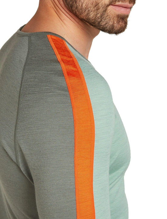 Men's Merino 200 Sonebula Long Sleeve Crewe Thermal Top - Grey/ Green
