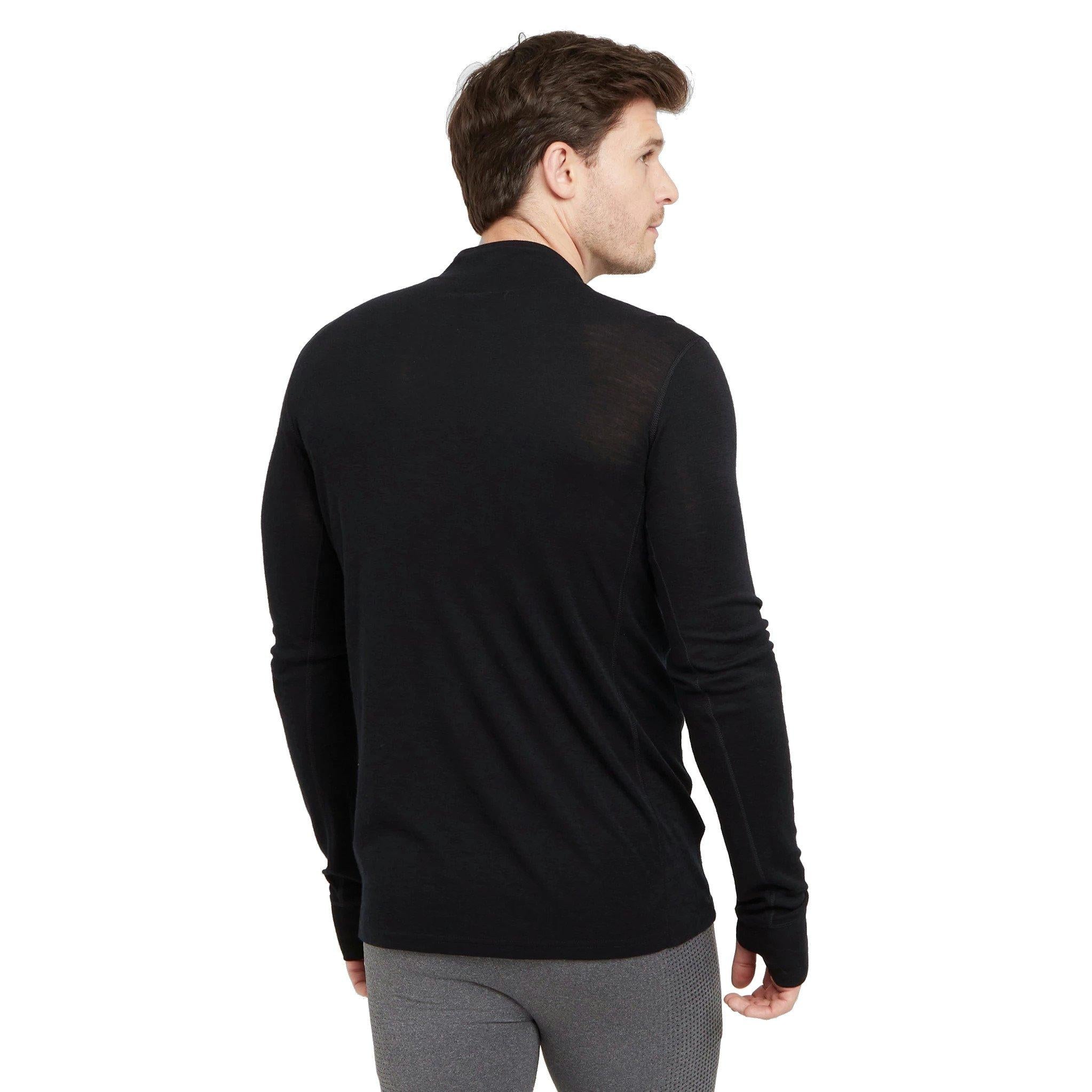 Men’s Kelso Merino Long Sleeve Zip Base Layer - Black
