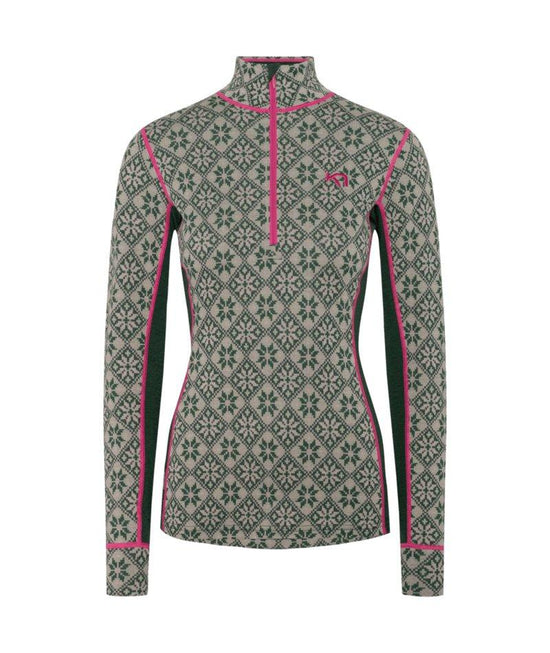 Women's Rose 1/2 Zip Base Layer Top - Green