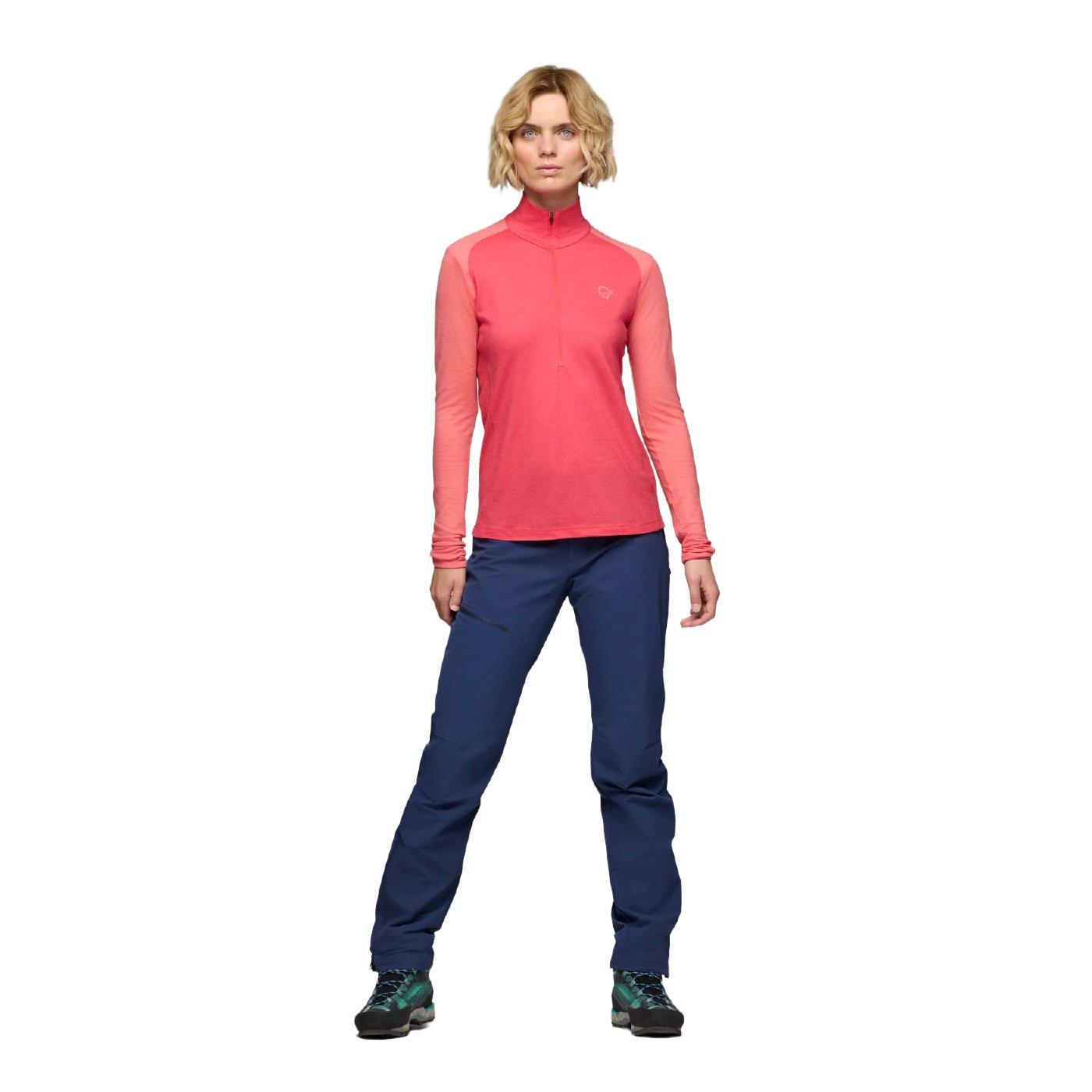 Women's Femund PureUll Zip Neck Base Layer - Pink
