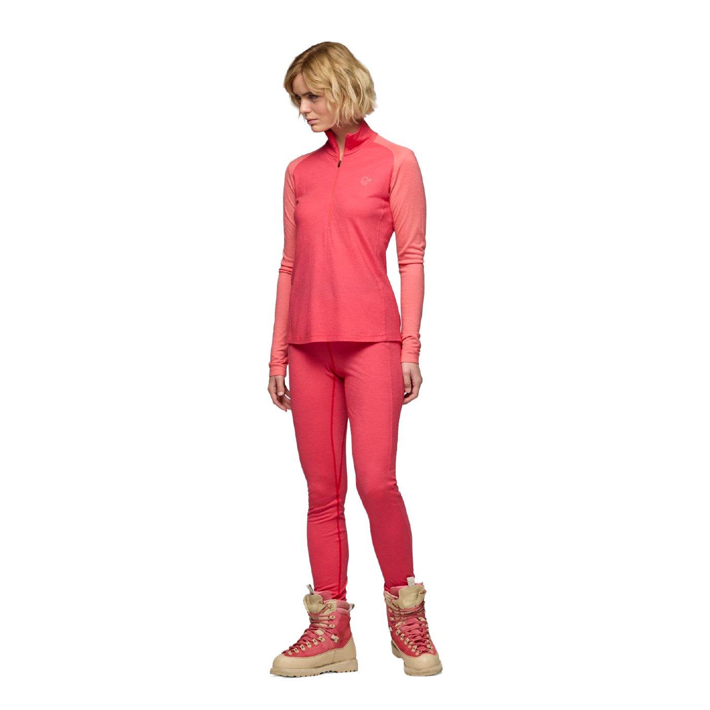Women's Femund PureUll Zip Neck Base Layer - Pink