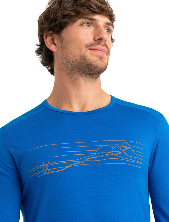 Men's 200 Oasis LS Crewe Ski Stripes - Blue