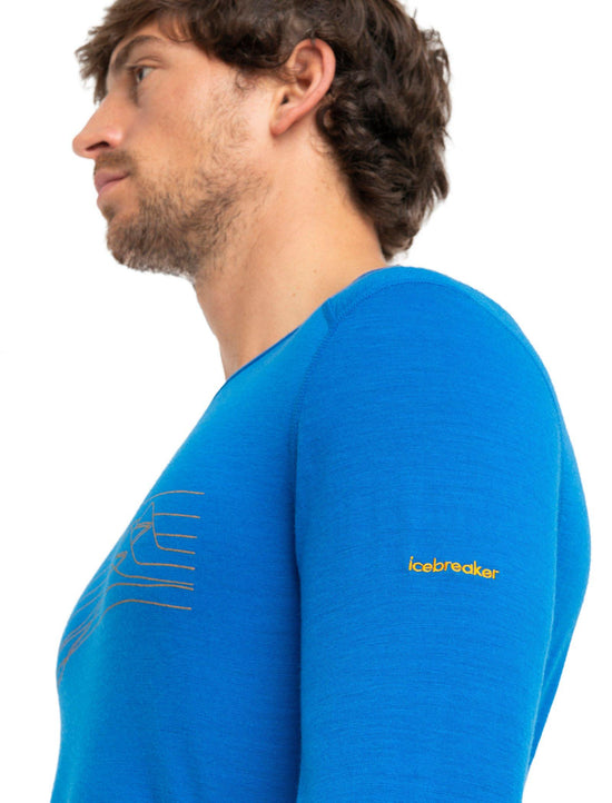 Men's 200 Oasis LS Crewe Ski Stripes - Blue