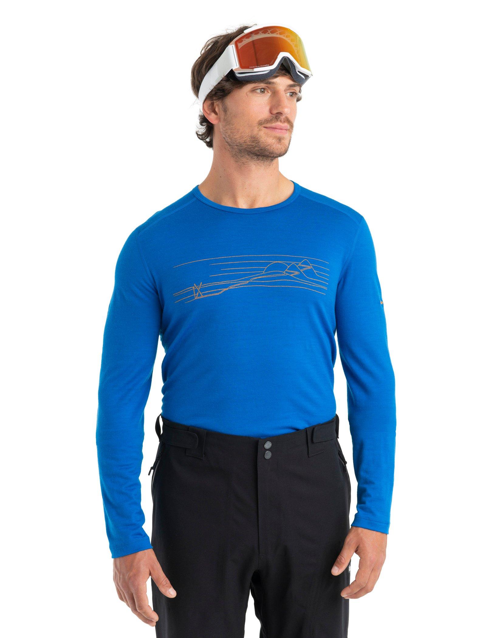 Men's 200 Oasis LS Crewe Ski Stripes - Blue