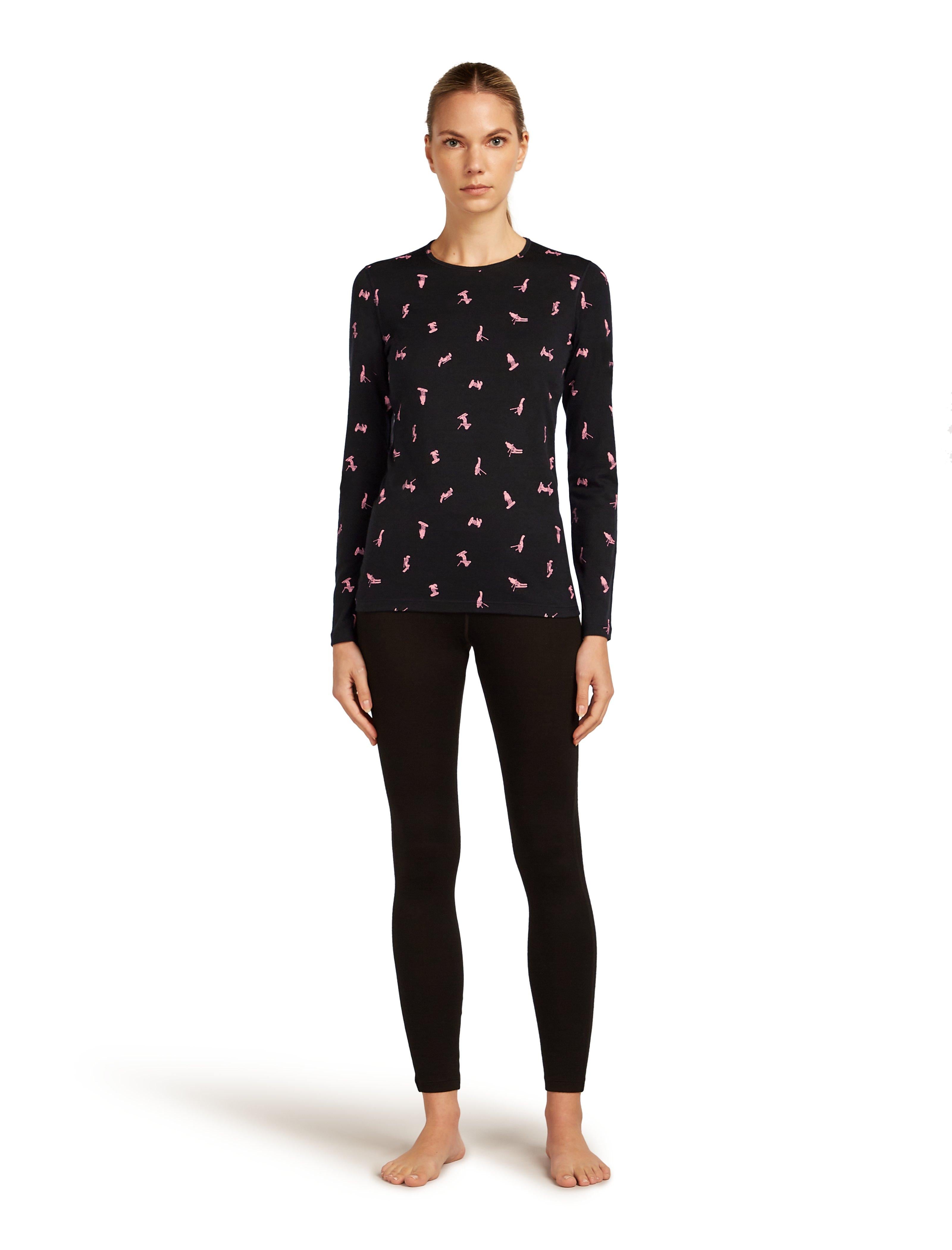 Women's 200 Oasis Long Sleeve Crewe Snow Day - Black