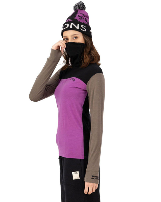 Women's Yotei BF High Neck Base Layer Top - Purple / Brown