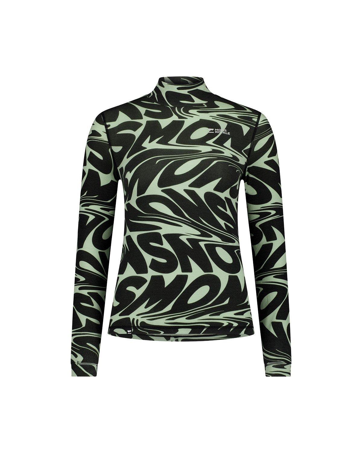 Women's Cascade 200 Flex Mock Neck Base Layer Top - Black / Green