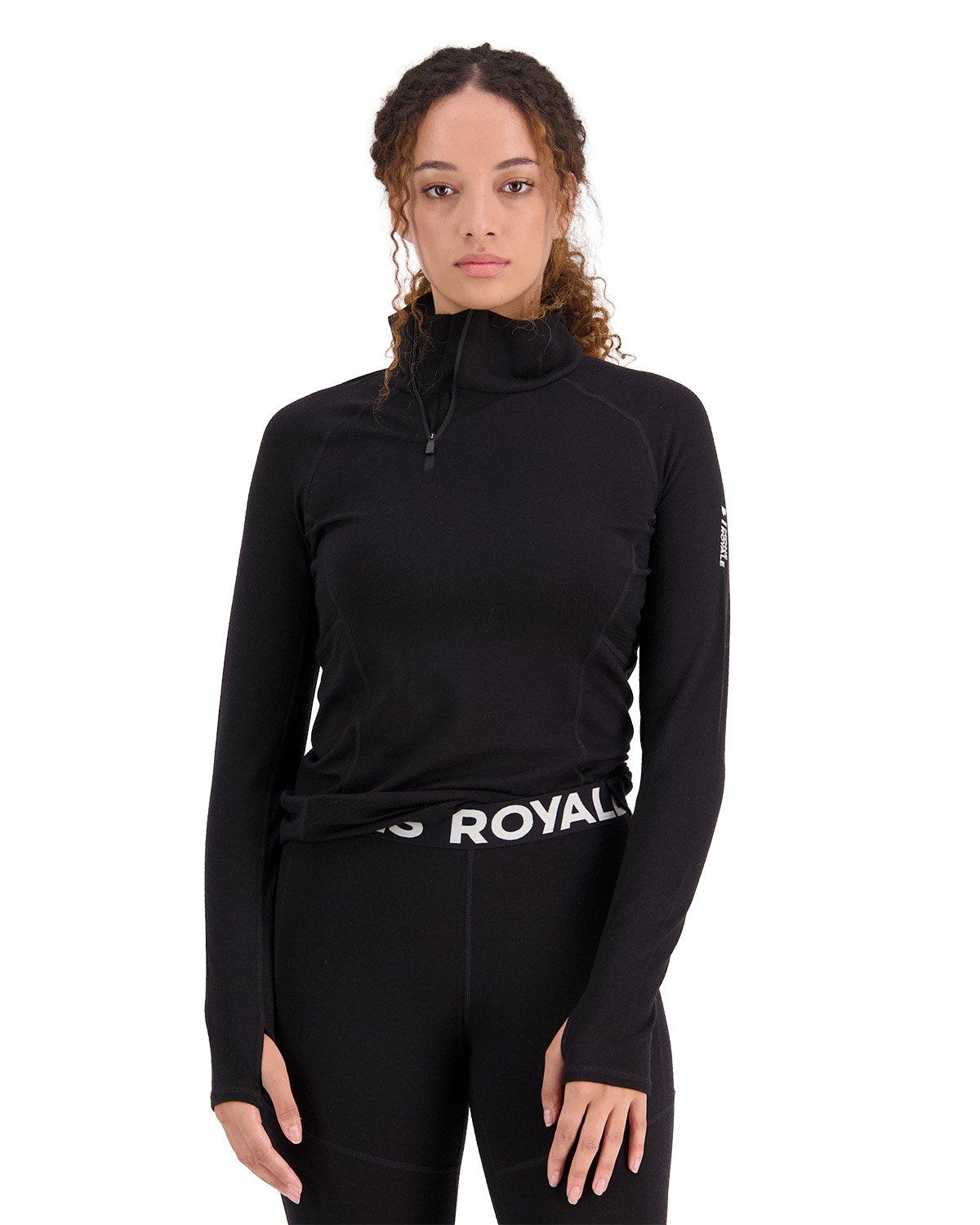 Women's Olympus Merino 1/2 Zip Base Layer Top - Black