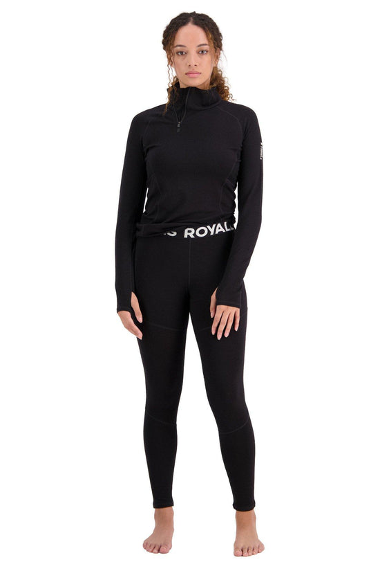 Women's Olympus Merino 1/2 Zip Base Layer Top - Black