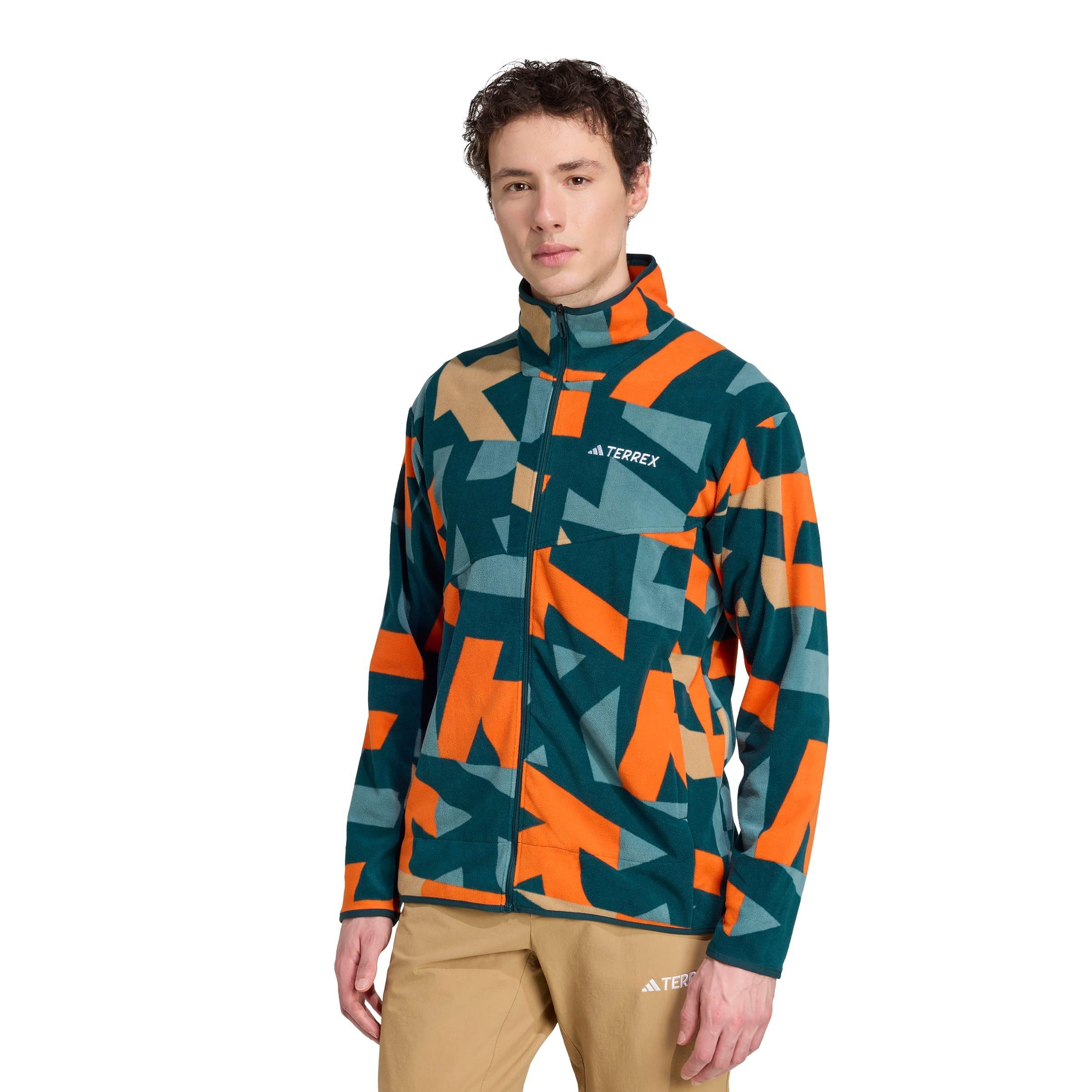 Men's Multi Printed Full Zip Fleece - Blue / Orange