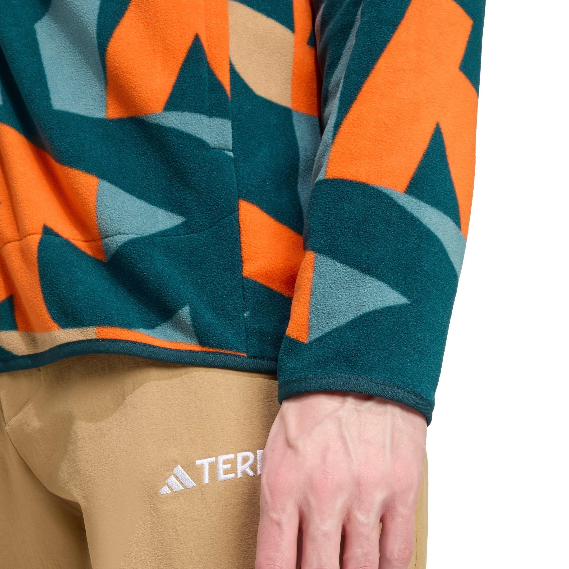 Men's Multi Printed Full Zip Fleece - Blue / Orange