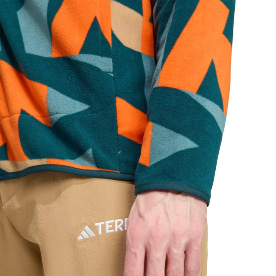Men's Multi Printed Full Zip Fleece - Blue / Orange