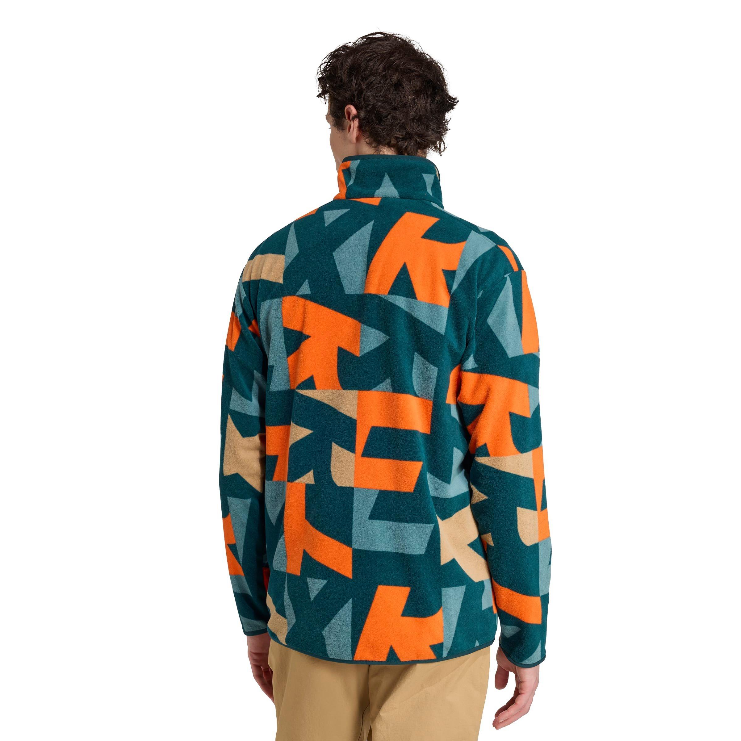 Men's Multi Printed Full Zip Fleece - Blue / Orange