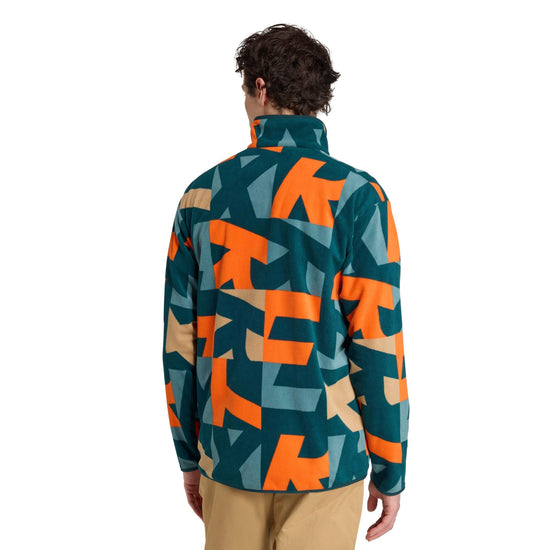 Men's Multi Printed Full Zip Fleece - Blue / Orange