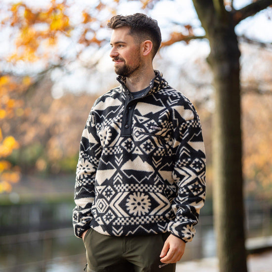 Men's Helvetia II Printed 1/2 Snap Fleece - Black