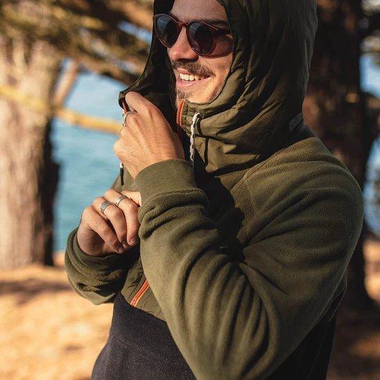 Men's Woodland Hooded 1/2 Zip Fleece - Khaki