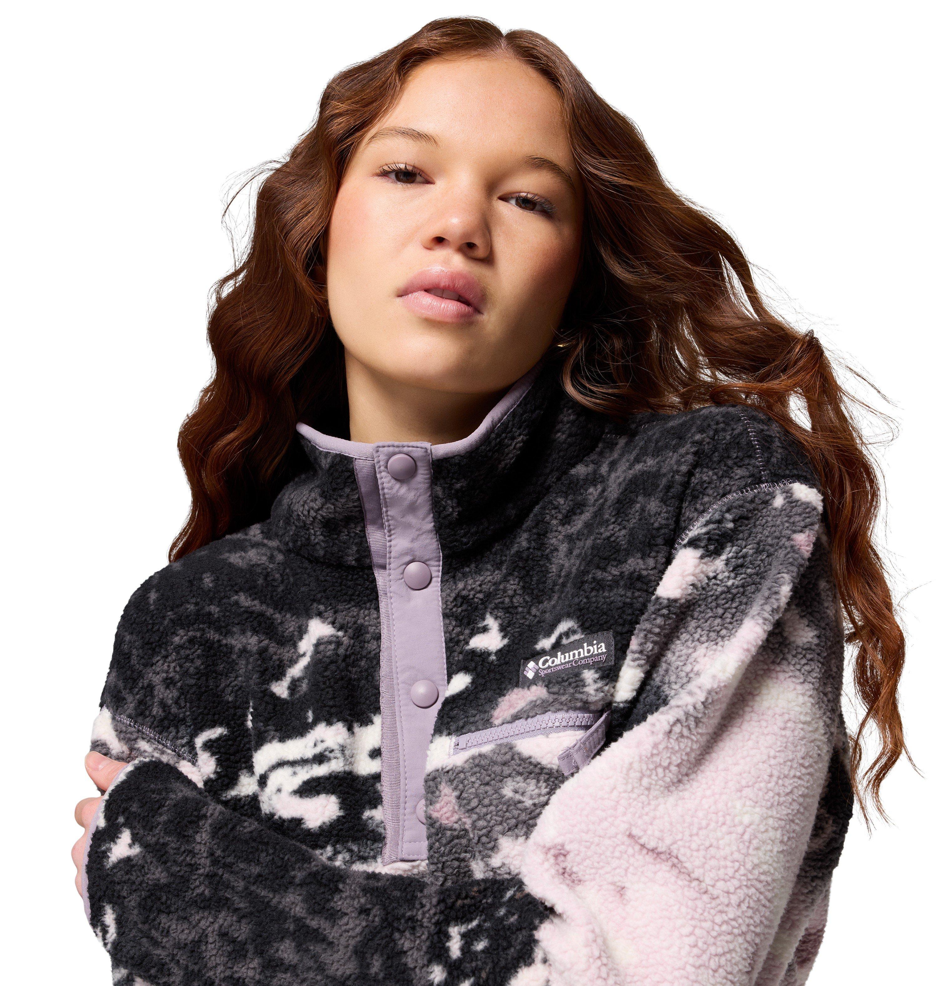 Women's Helvetia II Printed Cropped 1/2 Snap Fleece - Black / Purple