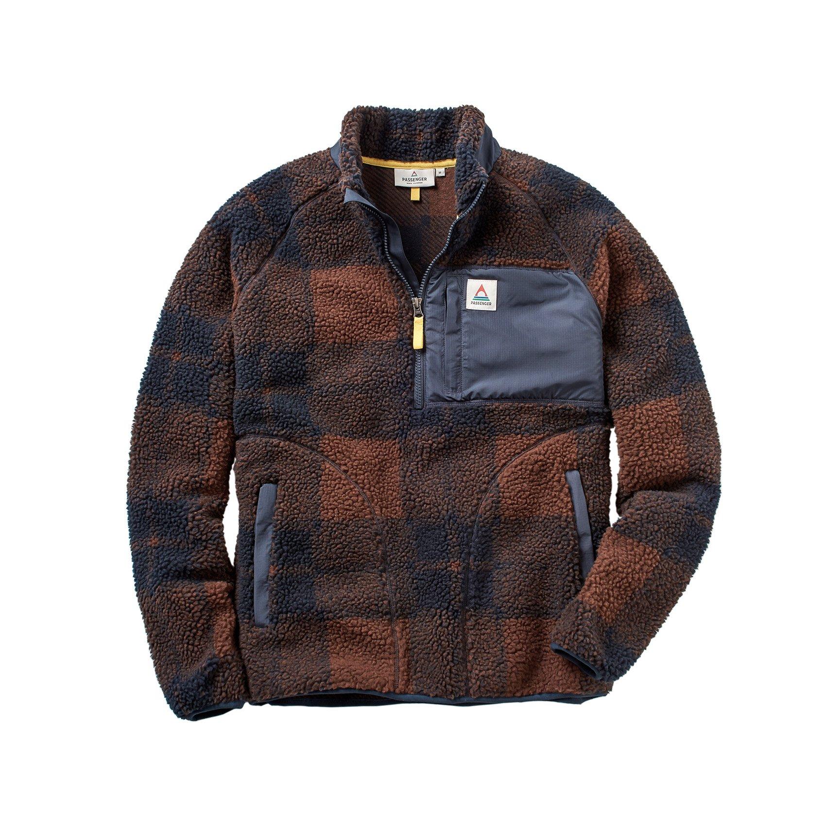 Men's Offroad Sherpa 1/2 Zip Fleece - Navy / Brown