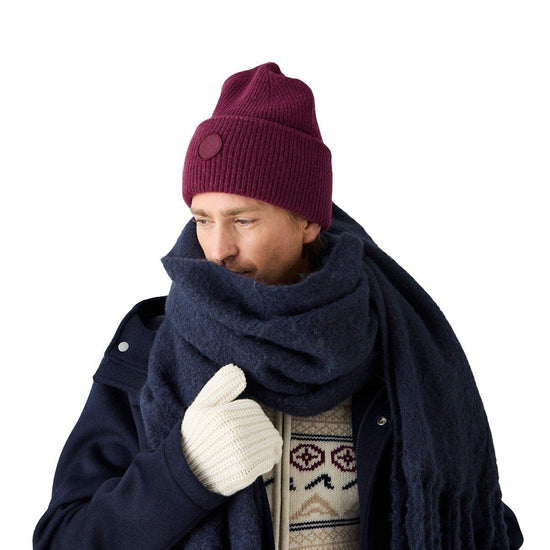 Unisex Lambswool Chunky Rib Beanie - Purple