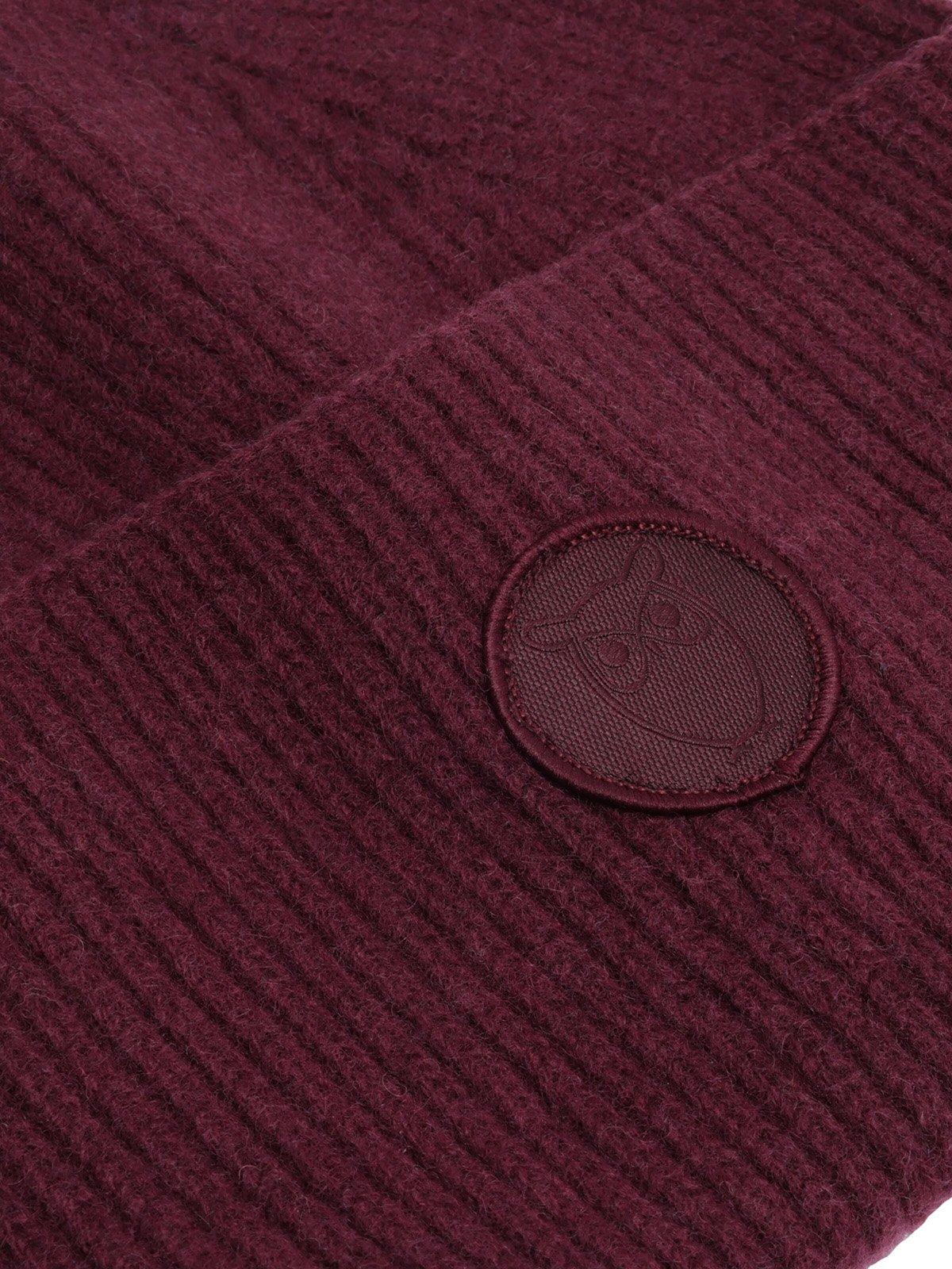 Unisex Lambswool Chunky Rib Beanie - Purple