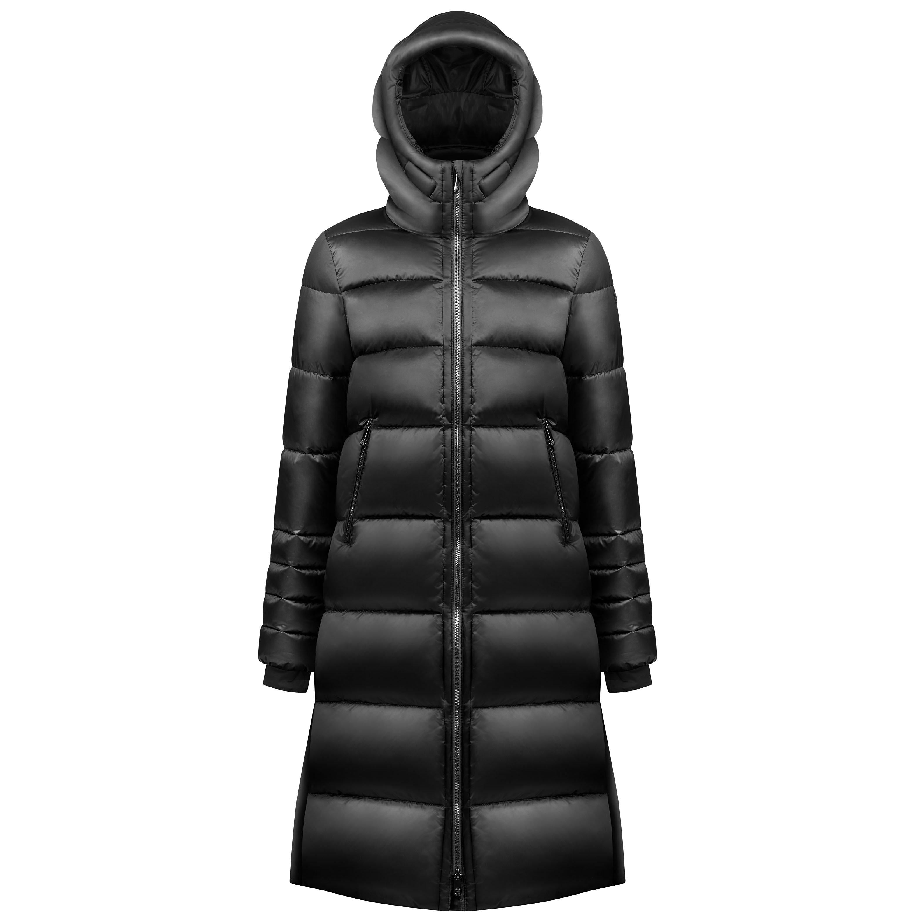 Women's Longline Synthetic Down Jacket - Black