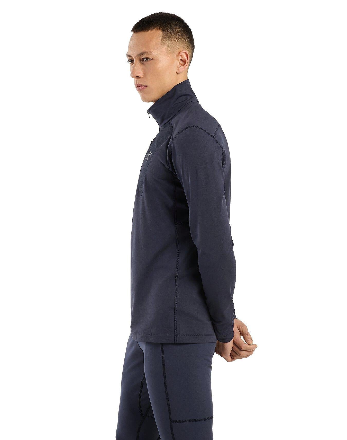 Men's Rho Lightweight Zip Neck Base Layer - Black Sapphire