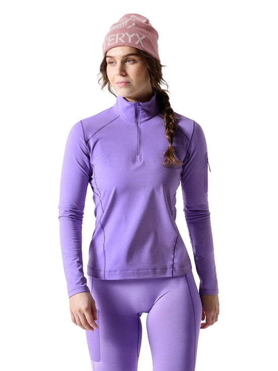 Women's Rho Zip Neck Base Layer Top - Aster / Lt Iola