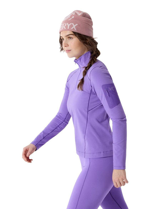 Women's Rho Zip Neck Base Layer Top - Aster / Lt Iola
