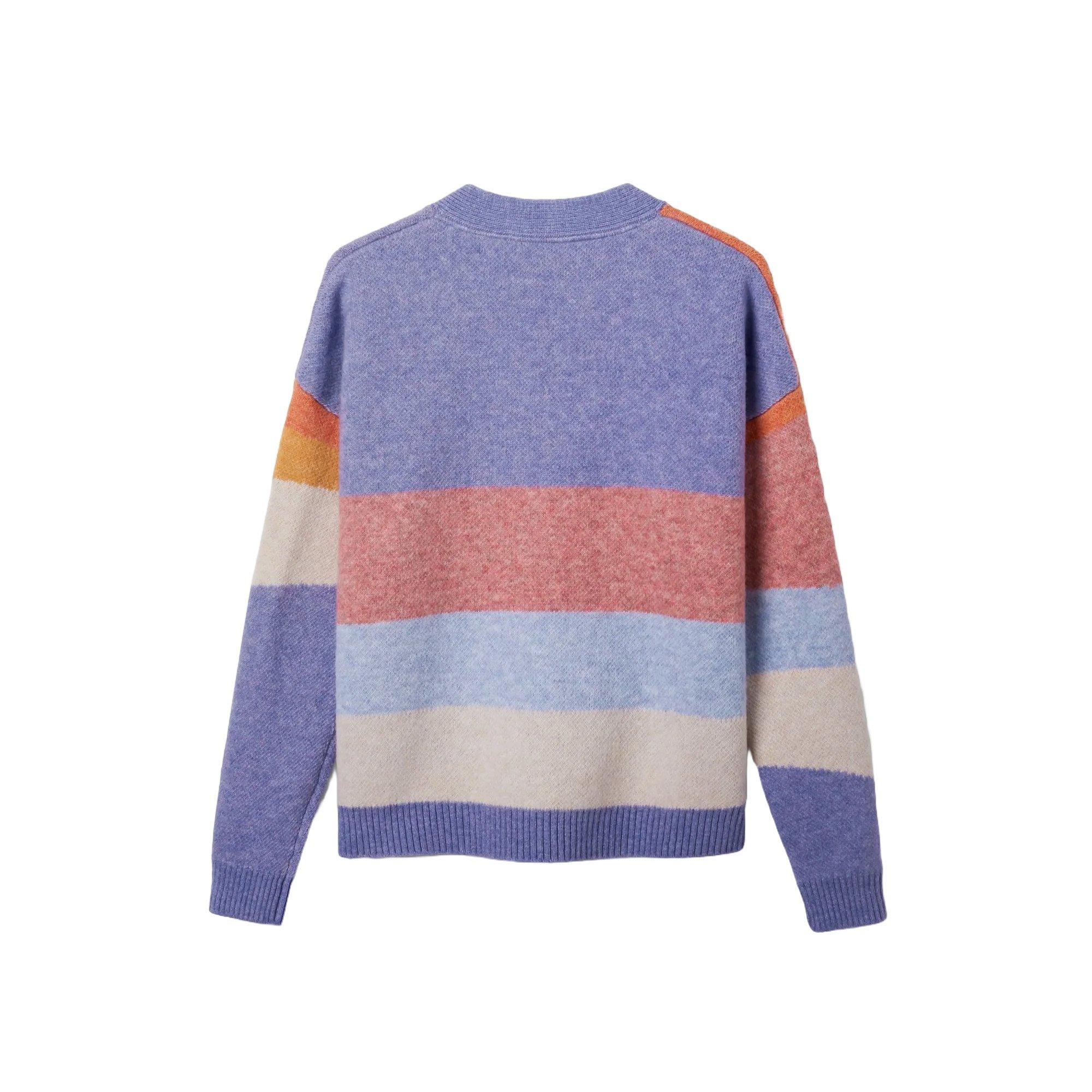 Women's Scenic Knitted Cardigan - Purple / Orange