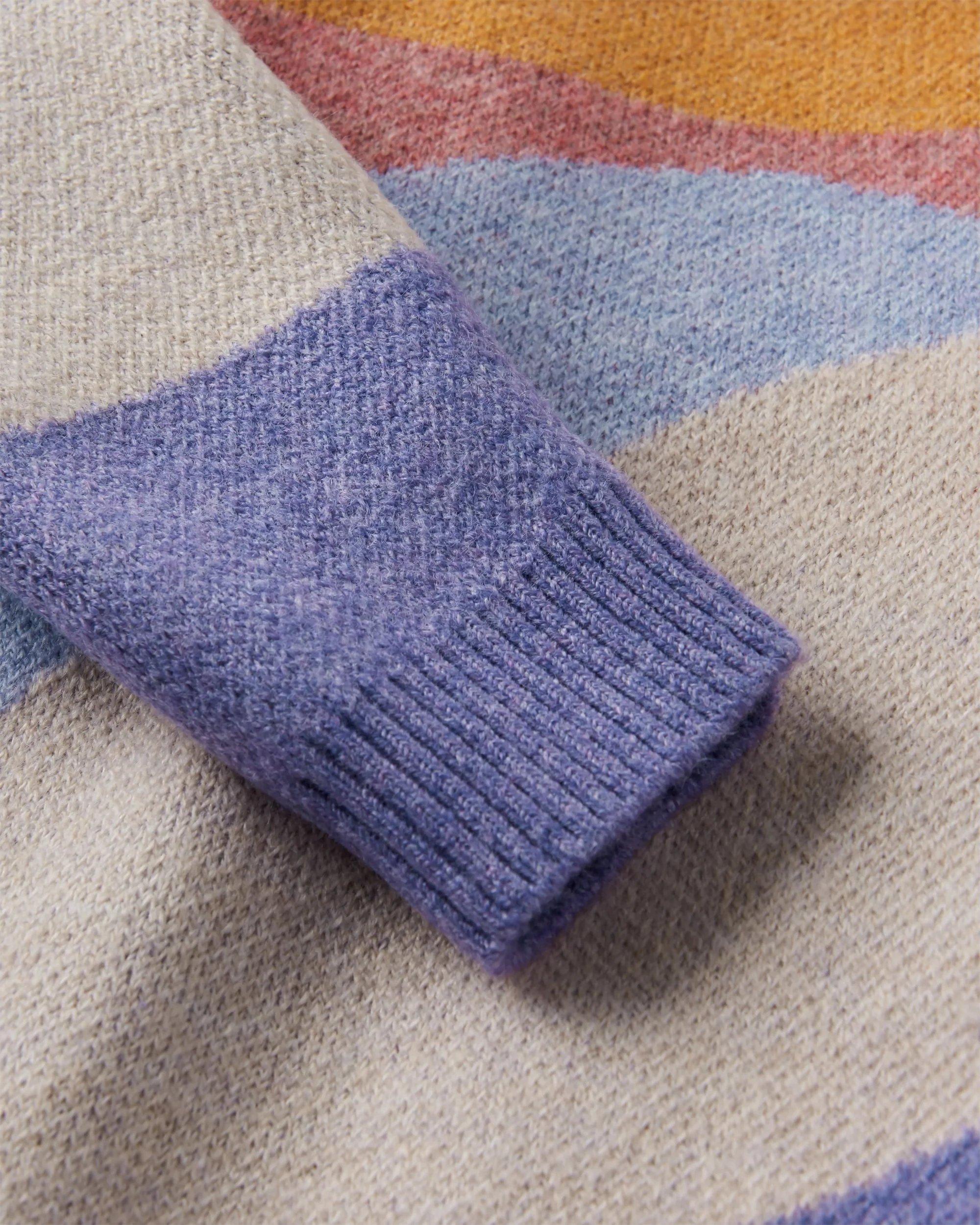 Women's Scenic Knitted Cardigan - Purple / Orange