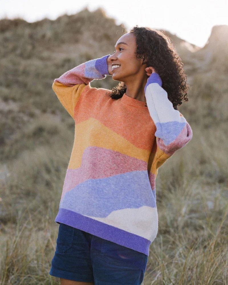 Women's Scenic Knitted Jumper - Purple / Orange