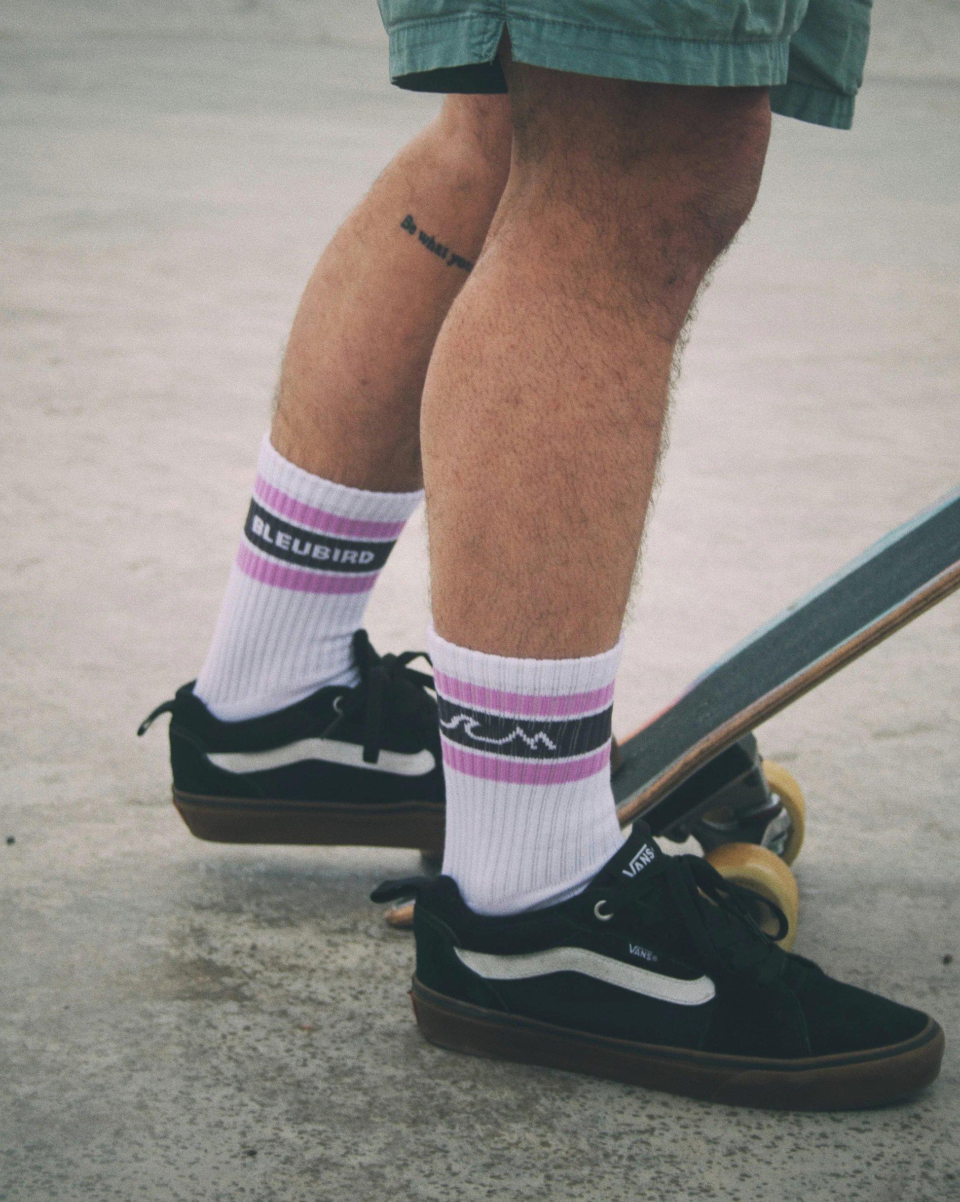 Unisex Crew Socks - White / Purple