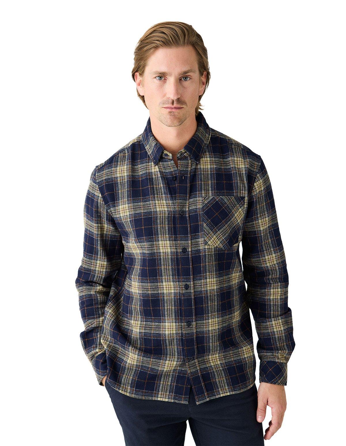 Men's Checked Flannel Shirt - Blue