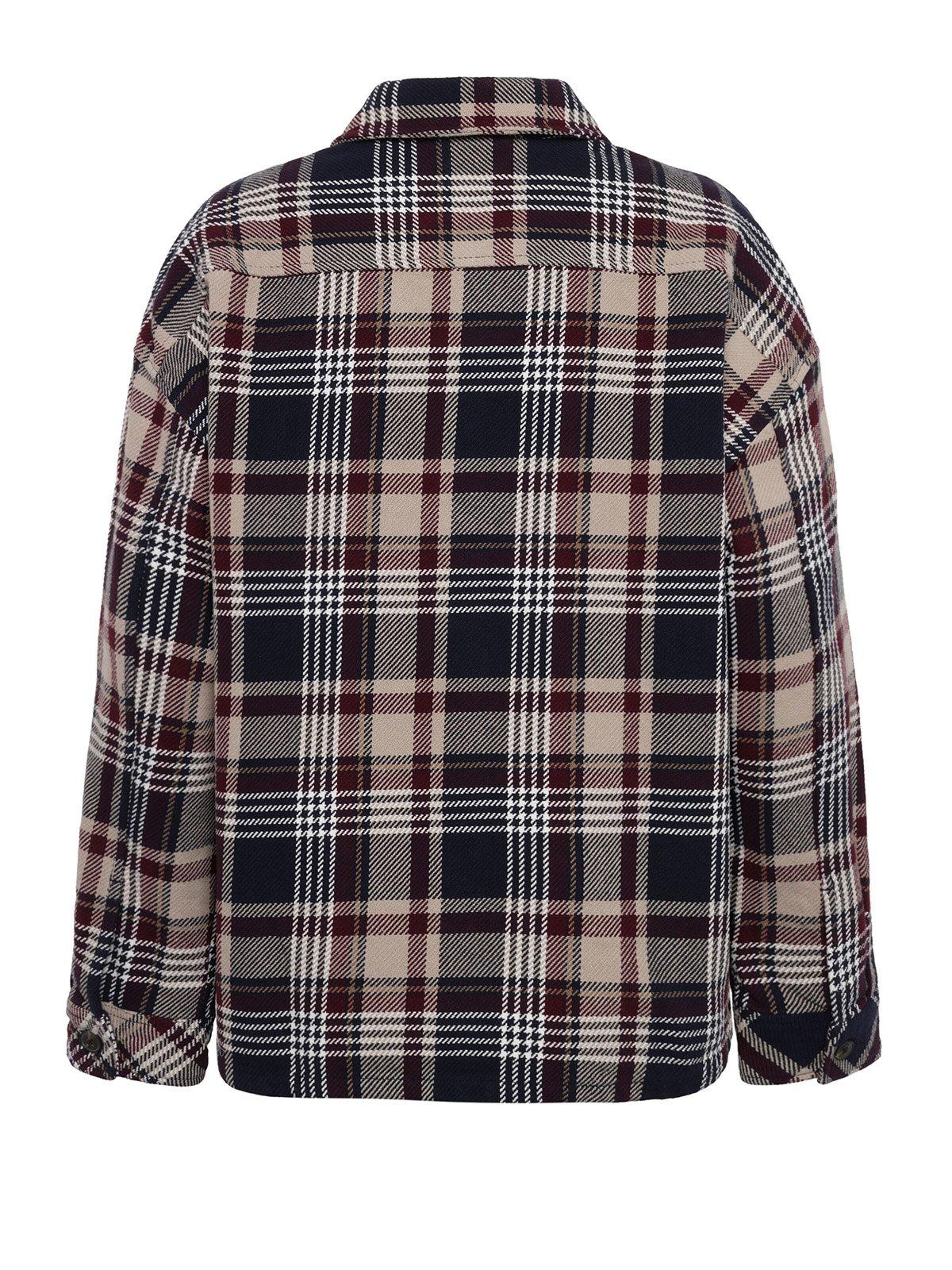 Women's Twill Checked Flannel Overshirt - Navy / Beige