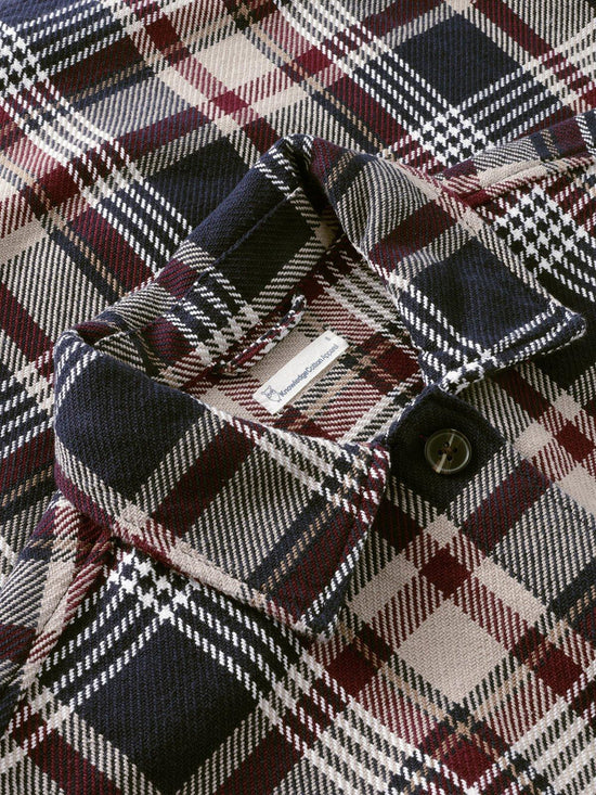 Women's Twill Checked Flannel Overshirt - Navy / Beige
