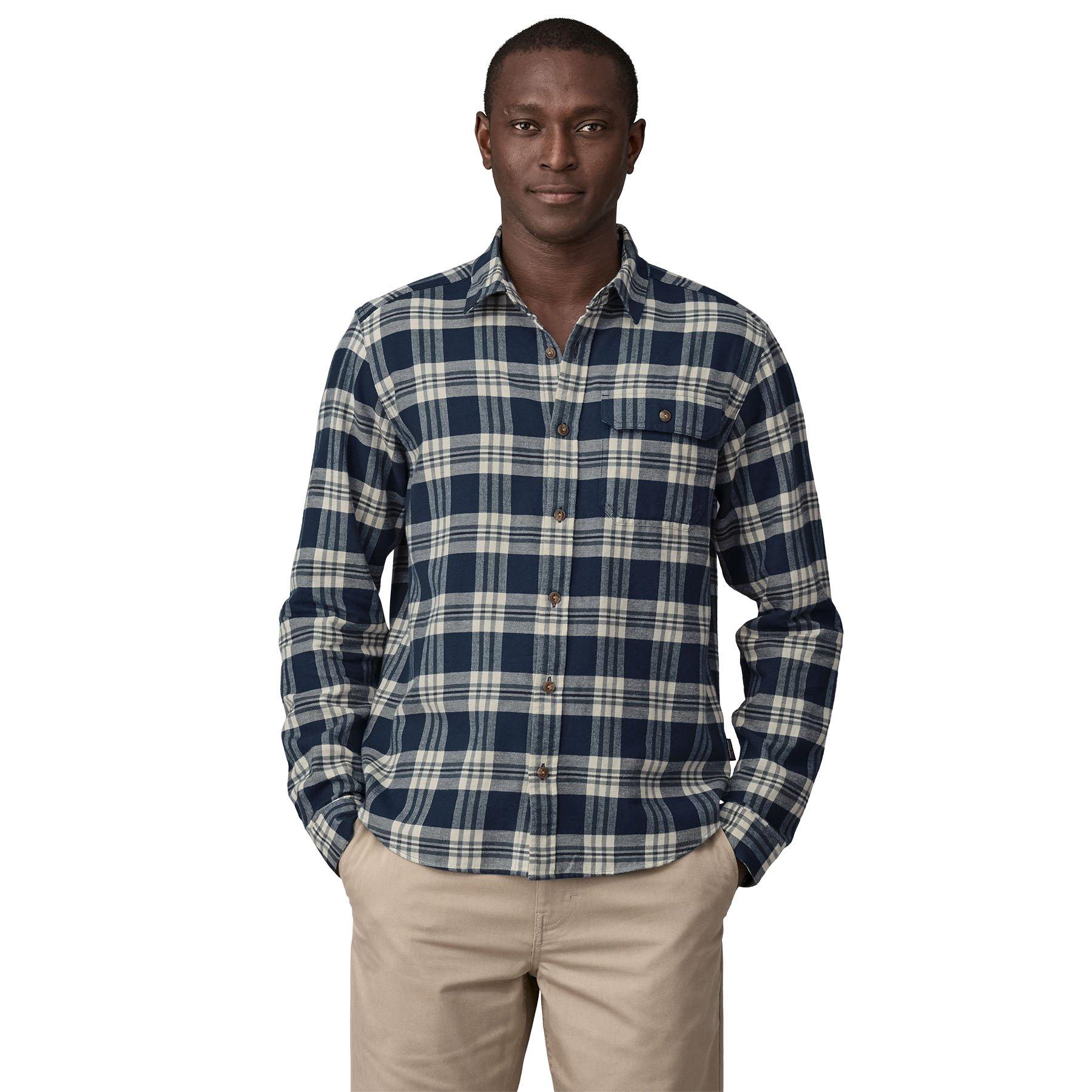 Men's Long-Sleeved Lightweight Fjord Flannel Shirt - Navy