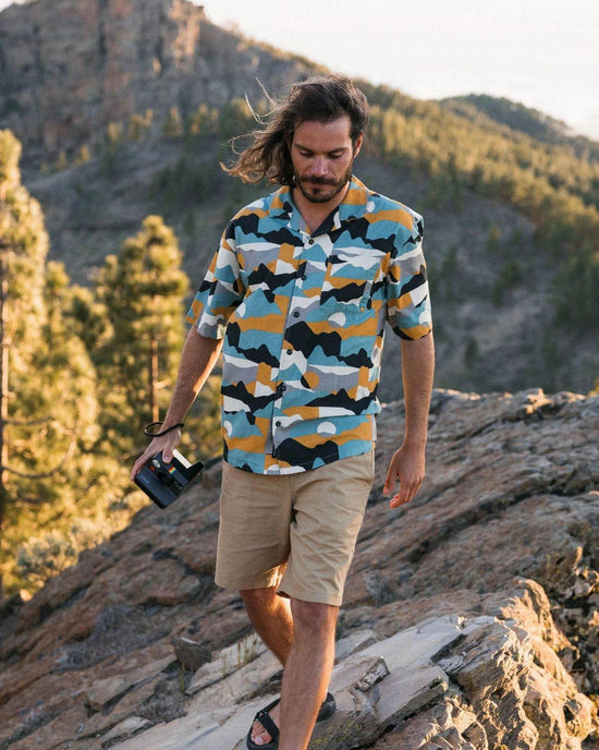 Men's Cove Textured Cotton Shirt - Orange / Blue