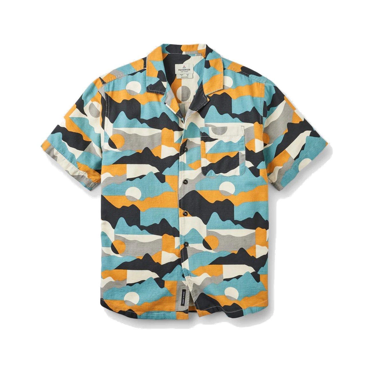 Men's Cove Textured Cotton Shirt - Orange / Blue