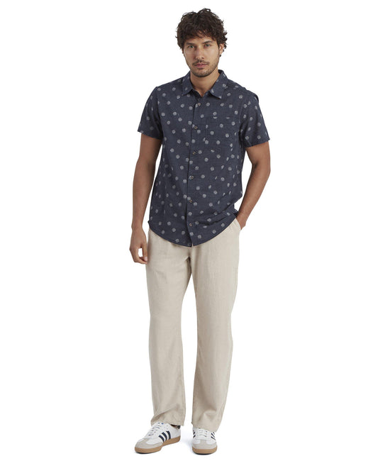 Men's Newar Peacock Short-Sleeve Shirt - Navy