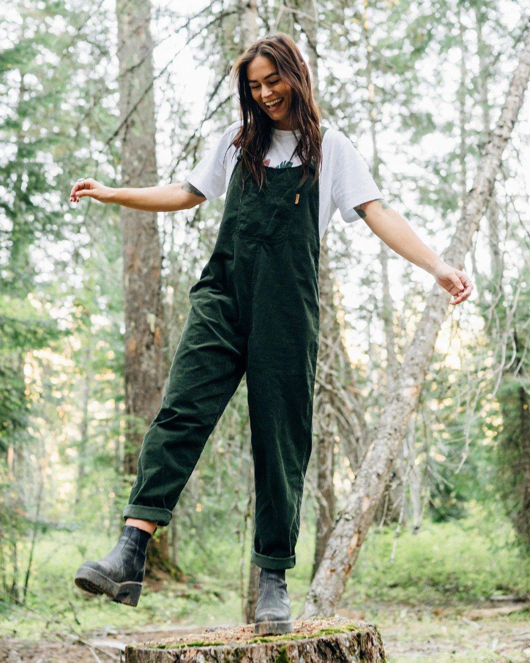 Women's Meadows Cord Dungarees - Green