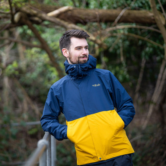 Men's Downpour Waterproof Jacket - Navy / Yellow