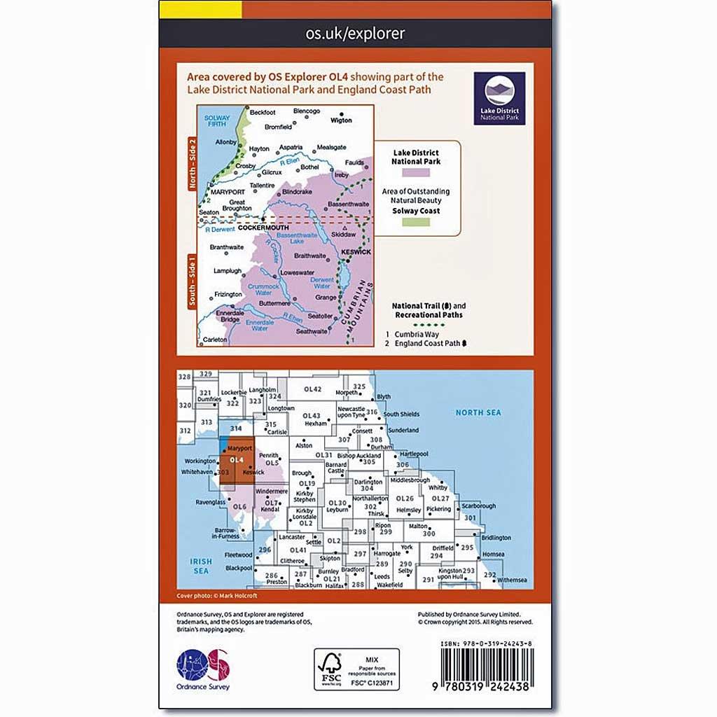 Explorer Active OL4 The English Lakes Map - NW Area