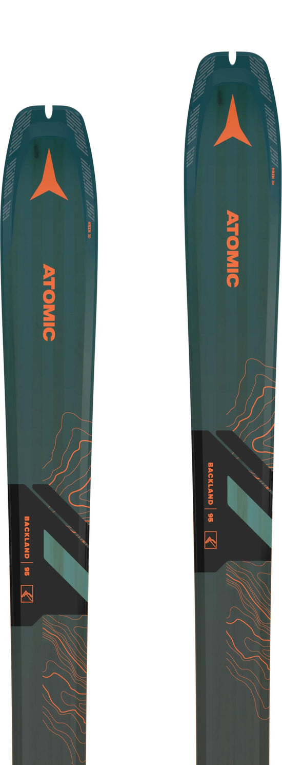 Men's Backland Backcountry Touring Skis 95mm + Climbing Skins - Petrol/Gray/Orange