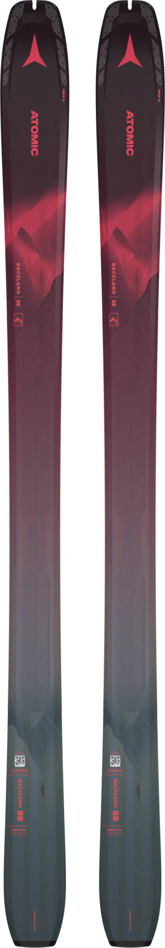 Women's Backland Touring Skis 88mm + Climbing Skin 88/89 - Maroon/Red