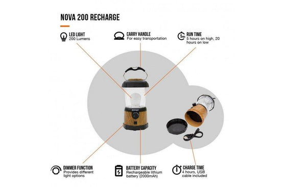 Nova 200 Recharge Lantern - Wood Effect