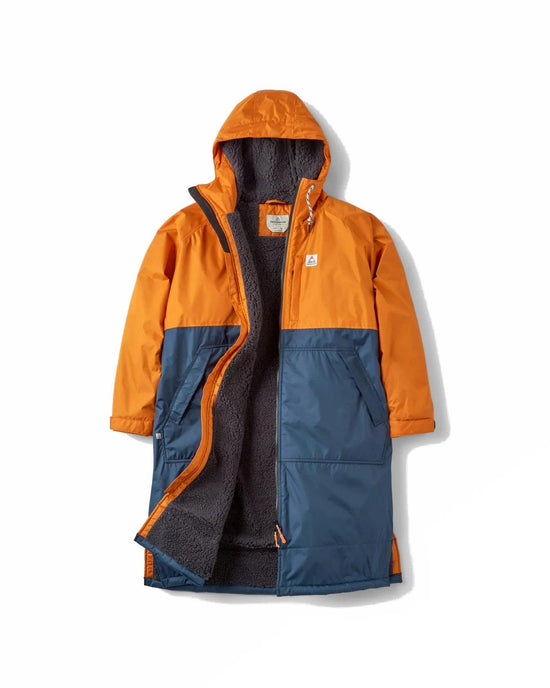 Unisex Waves Sherpa Lined Changing Robe - Orange/Blue